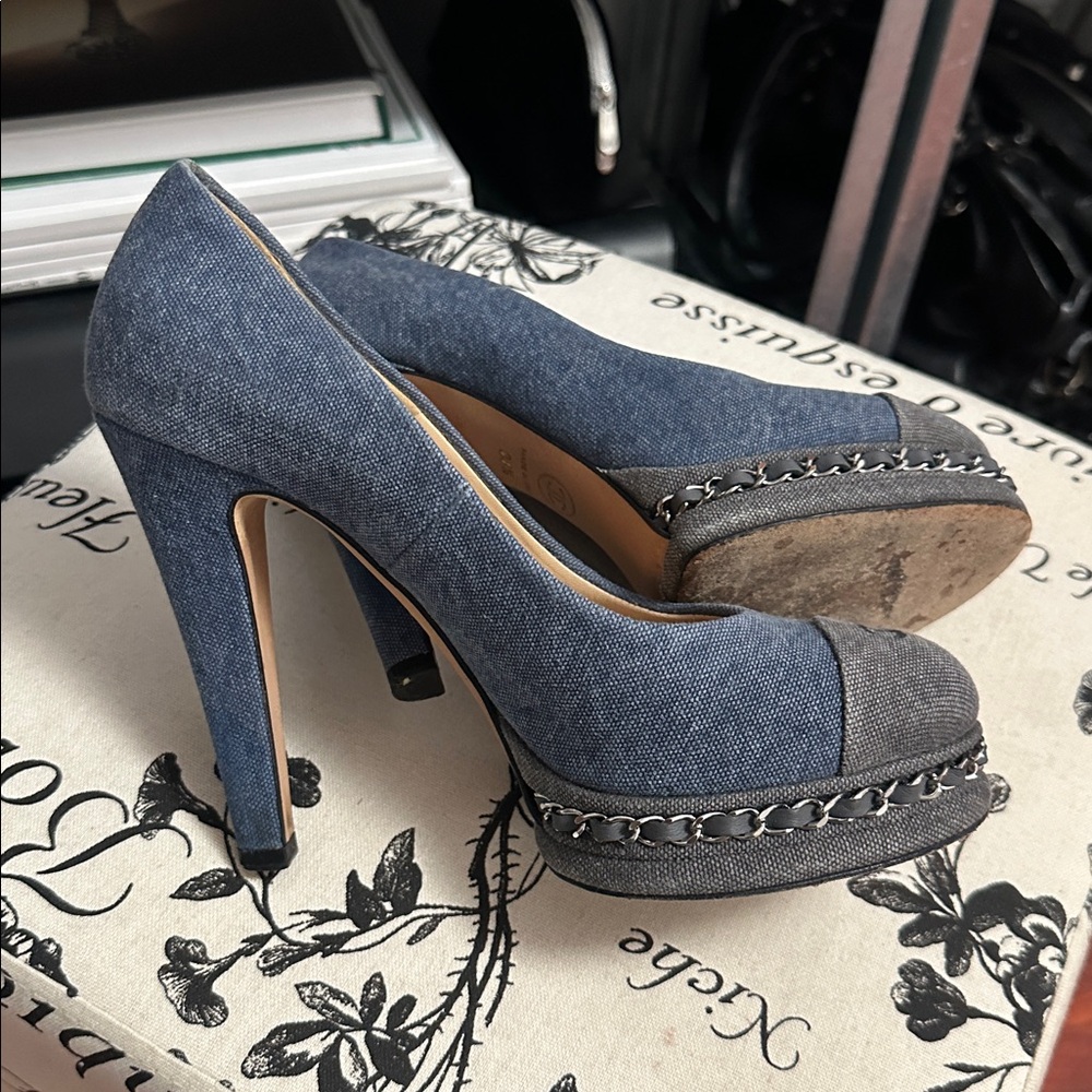 CHANEL DENIM PLATFORMS - Picture 4 of 5